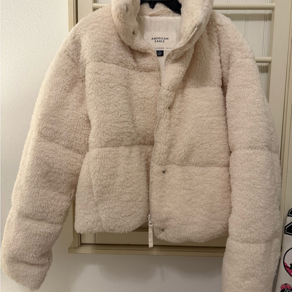 American Eagle Outfitters Plush Cream Teddy Jacket ~Brand New never worn